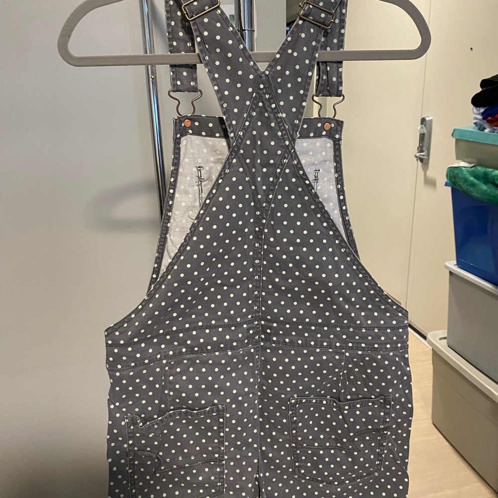 American Eagle Outfitters Gray Polka Dot Overalls - Picture 4 of 7